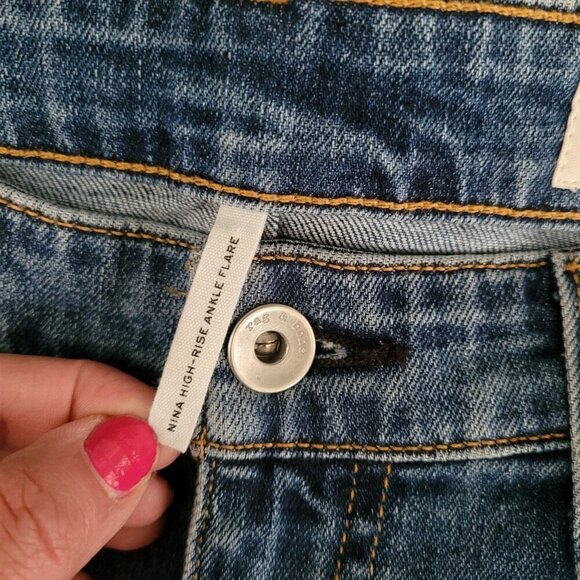 RAG & BONE Nina High Rise Ankle Flare Jeans Size 29 Blue Side Slit Stretchy Euc - Picture 3 of 10